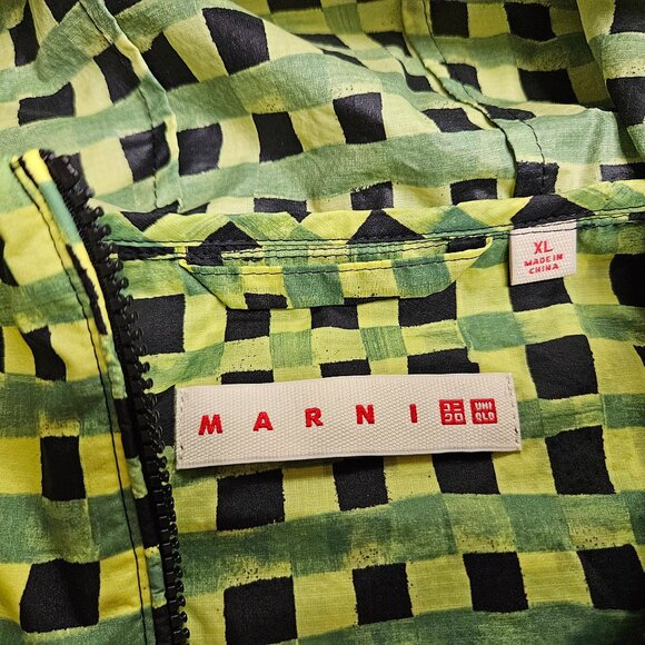 UNIQLO x Marni Packable Jacket Anorak XL Outdoor Athletic Casual Green Check - Picture 2 of 11